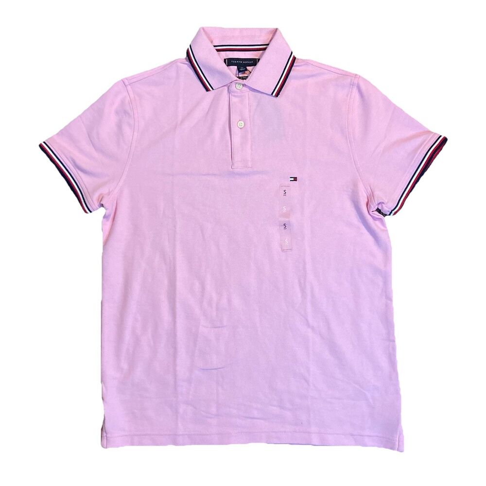 NWT Men's Tommy Hilfiger Short-Sleeve Classic Fit Pink Polo Shirt Size Small